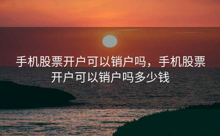 手机股票开户可以销户吗，手机股票开户可以销户吗多少钱