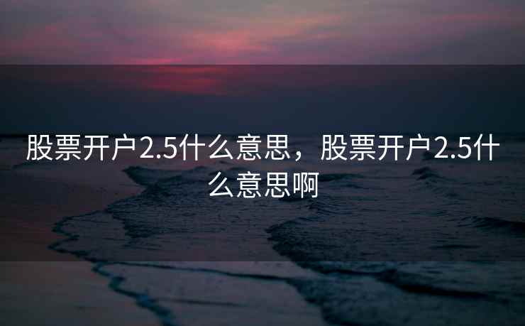 股票开户2.5什么意思，股票开户2.5什么意思啊