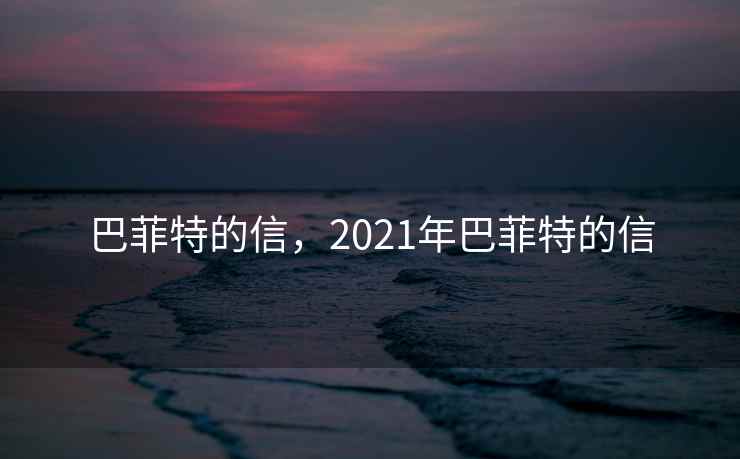巴菲特的信，2021年巴菲特的信