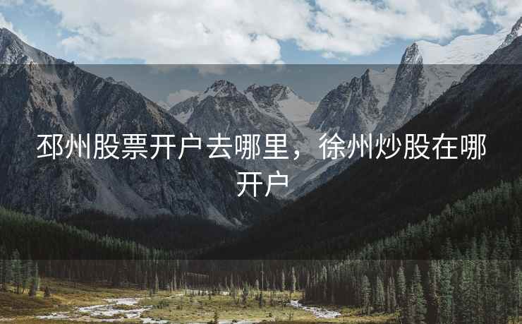 邳州股票开户去哪里，徐州炒股在哪开户