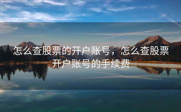 怎么查股票的开户账号，怎么查股票开户账号的手续费